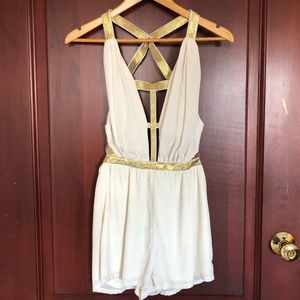 Forever21, Romper, Size S, Gold and Cream